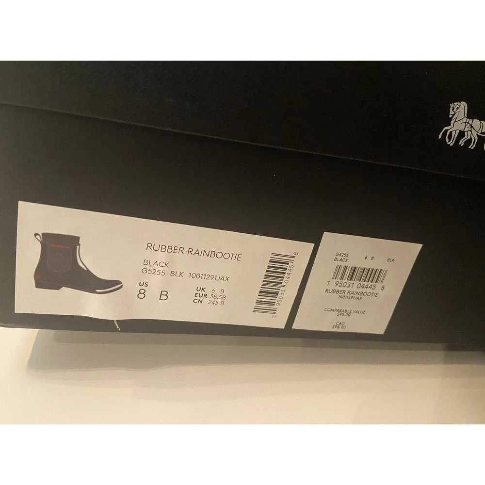 COACH Women's Waterproof Short Logo Stretch Pull‑On Ankle Rain Booties Size 8